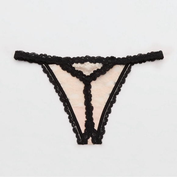 Aerie Lace Trim Thong Panties - Picture 2 of 3